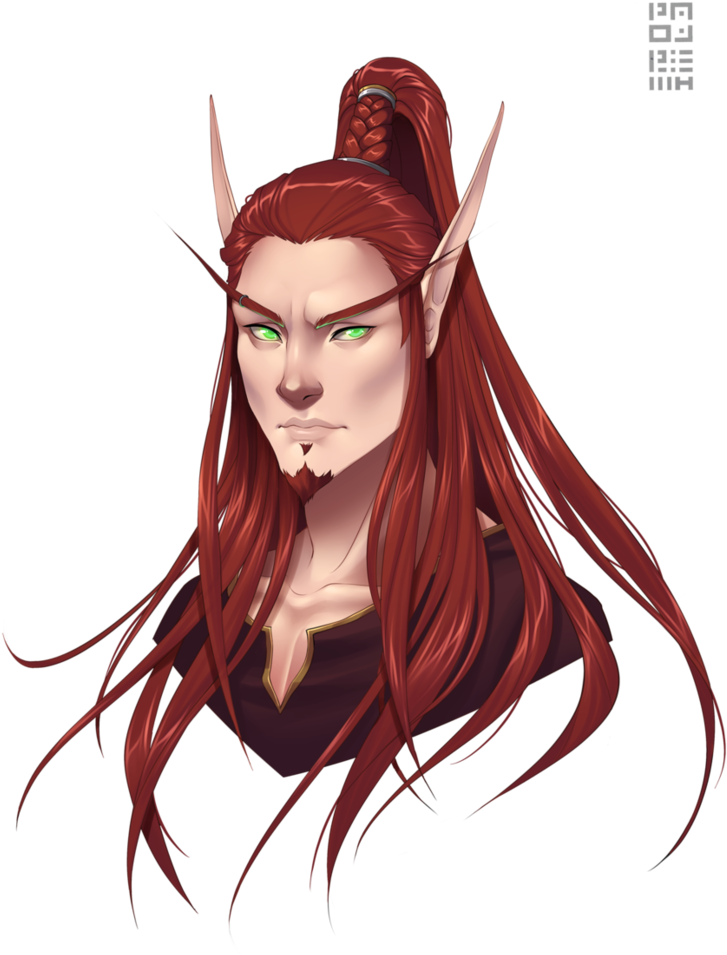 Eligoon By Paolapieretti Warcraft 3, World Of Warcraft, - Male Elf Red Hair (781x1022), Png Download