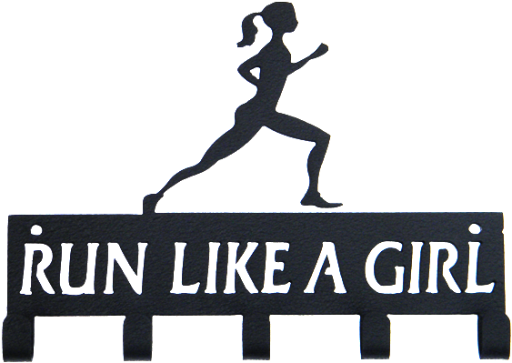 Run Like A Girl Black 5 Hook Medal Hanger - Medal (600x400), Png Download