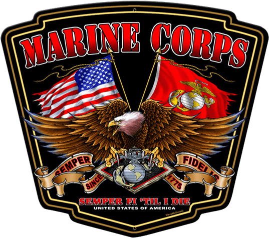 Marine Corps Flying Flags Sign - Emblem (555x555), Png Download