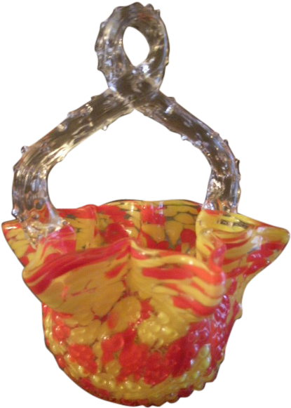 Czechoslovakia Art Deco "spatter Glass" Basket With - Handbag (580x580), Png Download