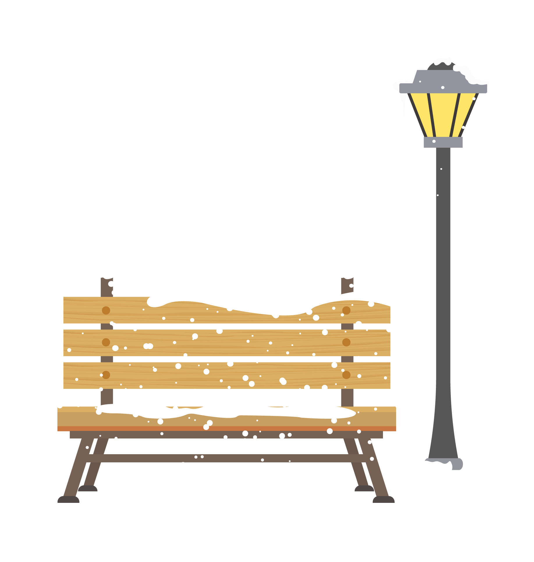 Snow Seats Street Lights Png And Vector Image - Illustration (2000x2000), Png Download