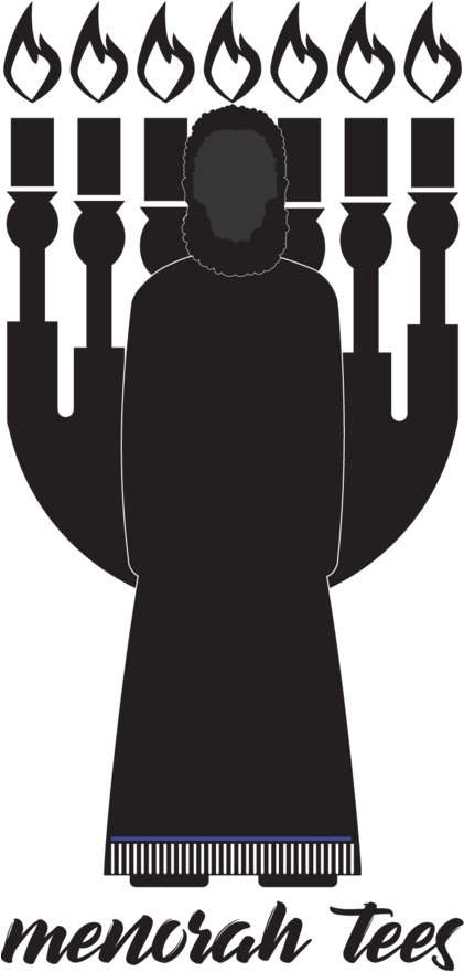 A Menorah Behind The Silhouette Of A Man - Illustration (420x897), Png Download