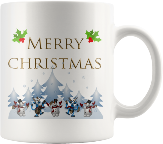Cute White 11oz Merry Christmas Coffee Mug - Season's Greetings Clipart Blue (560x560), Png Download