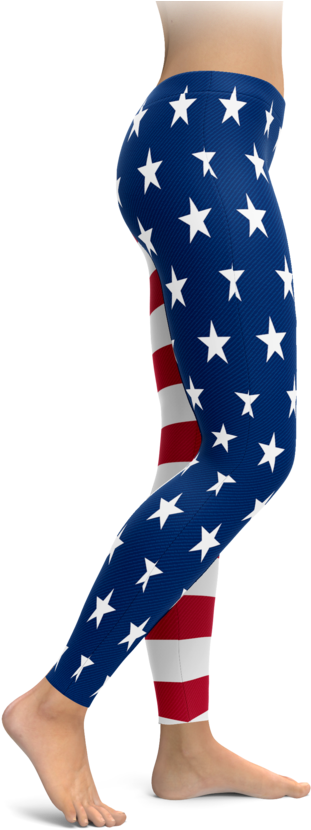 Patriotic Stars & Horizontal Stripes Leggings - Tights (740x895), Png Download