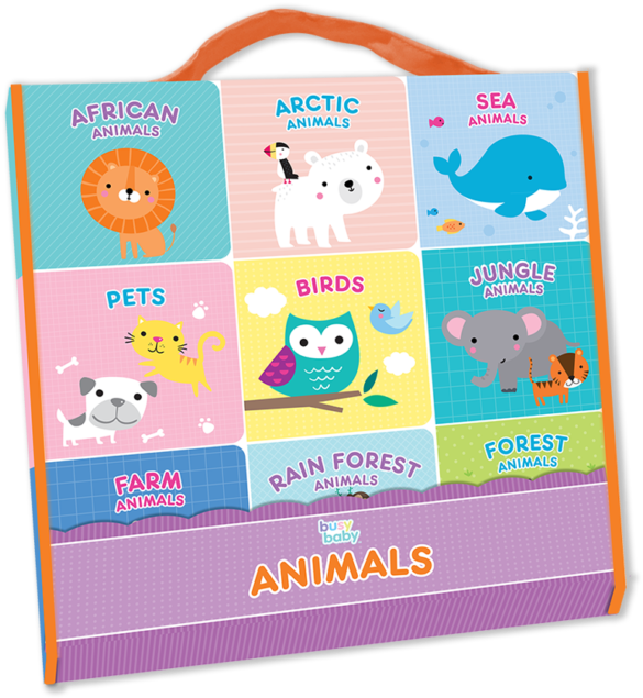 Kidsbooks Busy Baby Animals 9 Board Books In Case Infant - Cartoon (606x640), Png Download