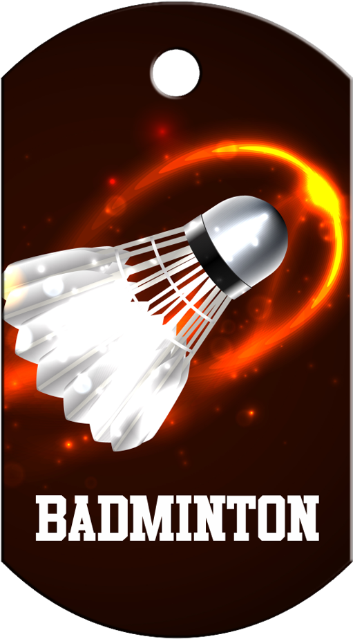 Badminton Dog Tag Full Color Aluminum - Shuttlecock On Fire (536x970), Png Download