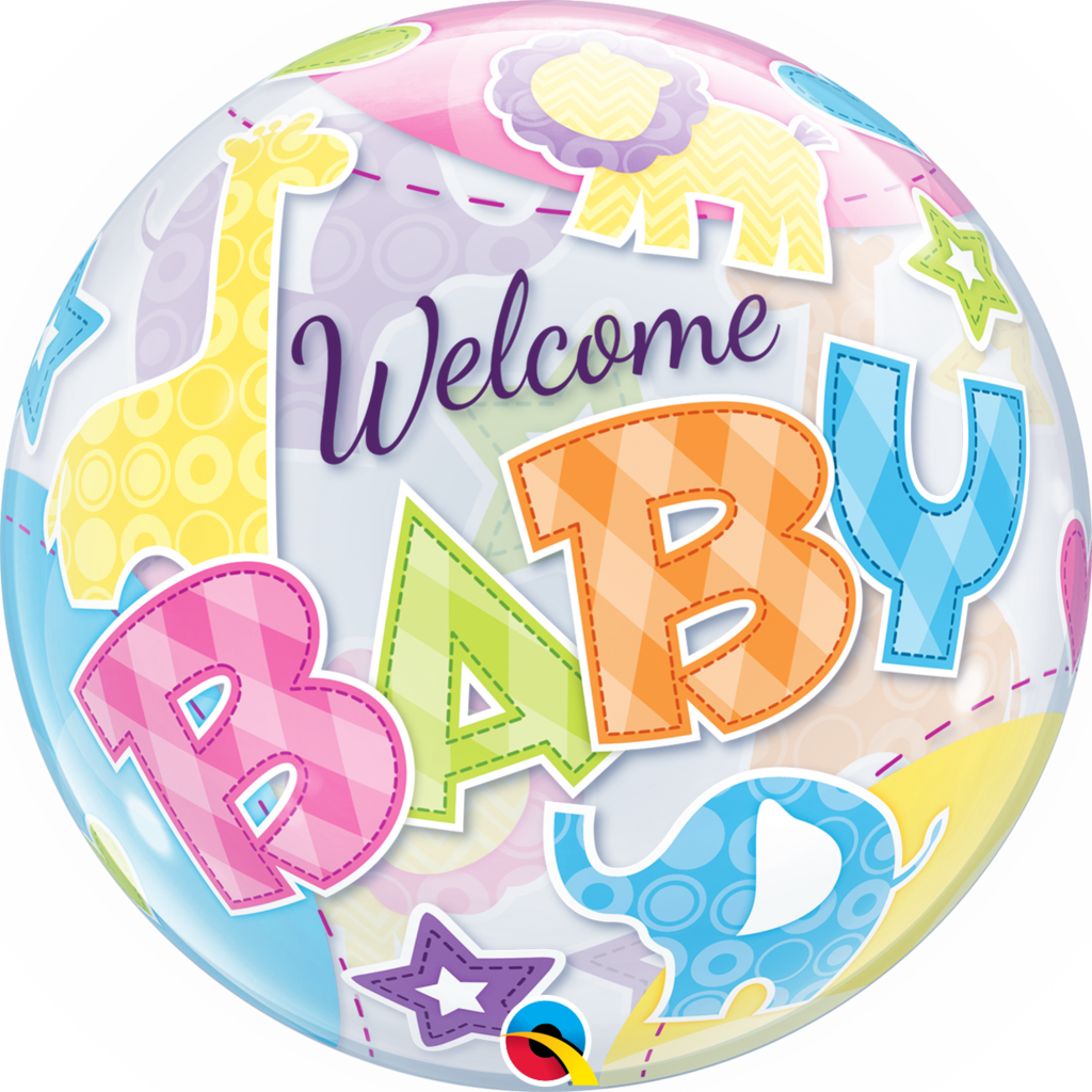 Welcome Baby Animals Patterns Bubble Balloon - Welcome Baby Balloon (1024x1024), Png Download