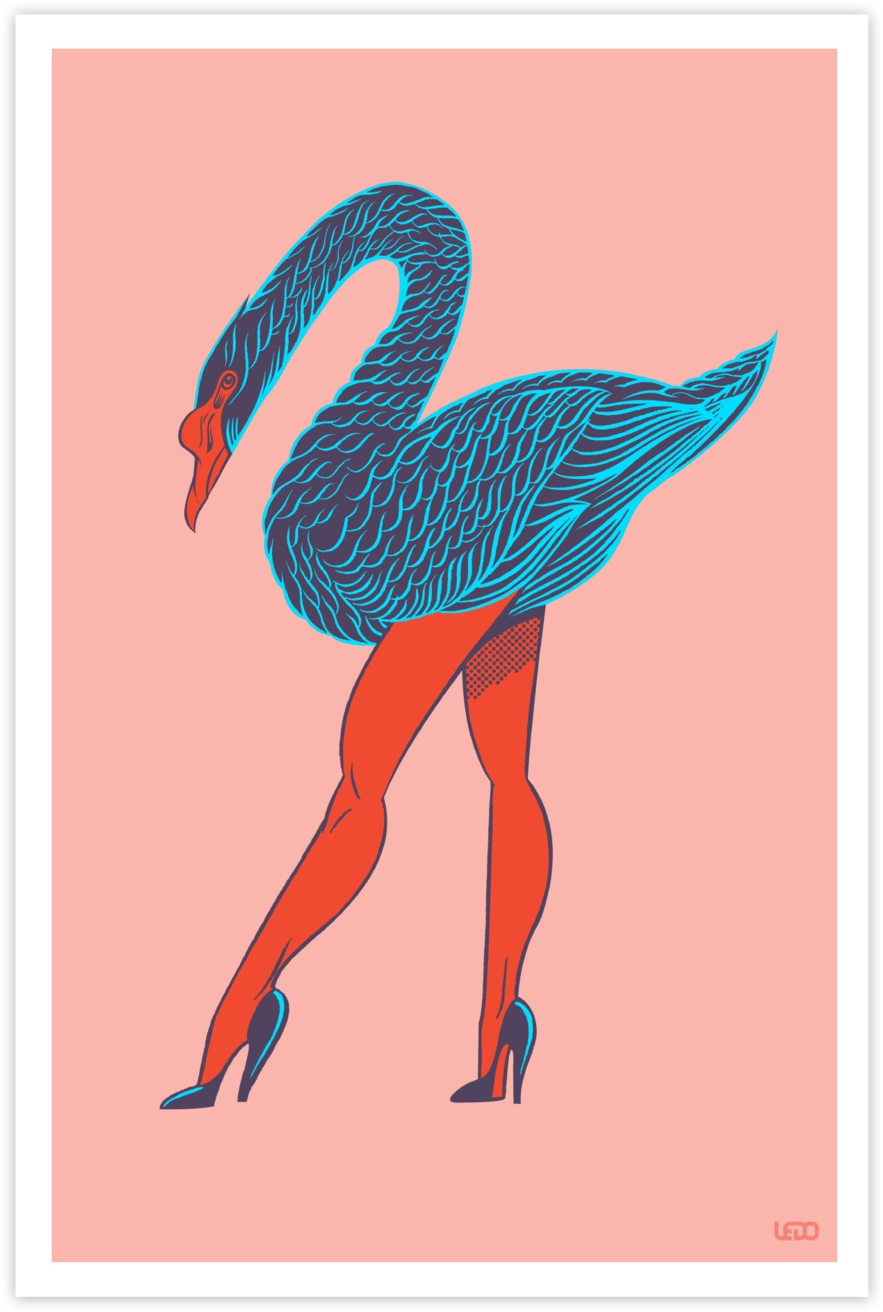 Sexy Swan Art Print - Flamingo (1060x1390), Png Download