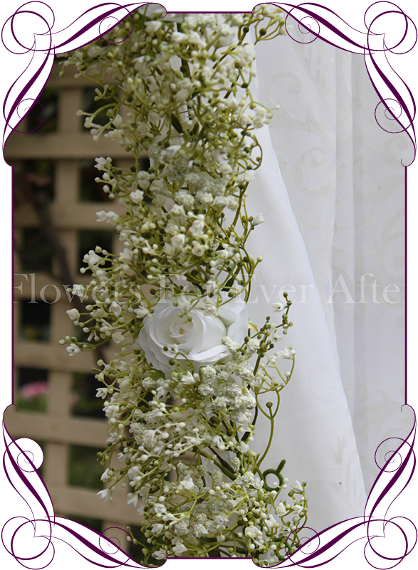 Silk Artificial White Rose And Baby's Breath Wedding - Flower (608x822), Png Download
