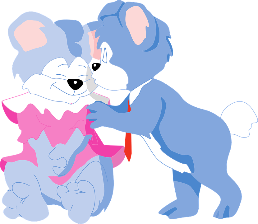 Cartoon, Love, Check, Bears, Romance, Kissing - Bear (830x720), Png Download