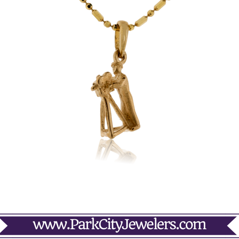 Small Cameraman Pendant Or Charm - Gold Ring Colour Stone (760x760), Png Download
