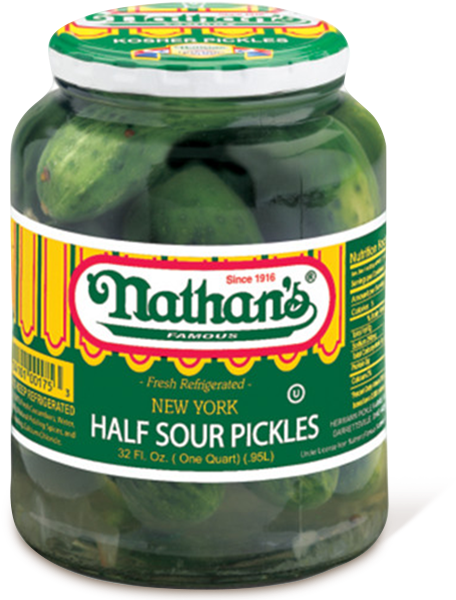 Half Dill Pickles New York Half Sour Pickles Nathans - Nathan Pickles (522x600), Png Download