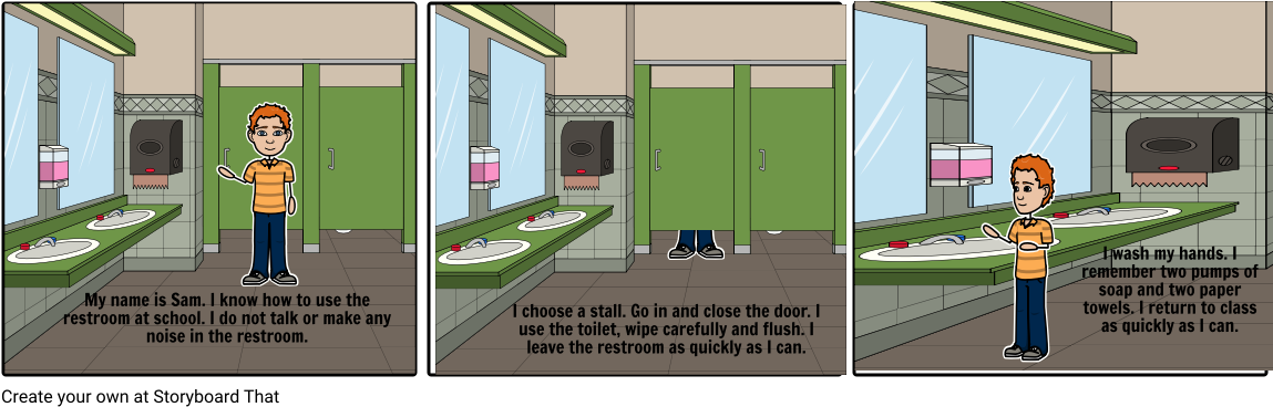 Sam Uses The Restroom - Cartoon (1164x385), Png Download