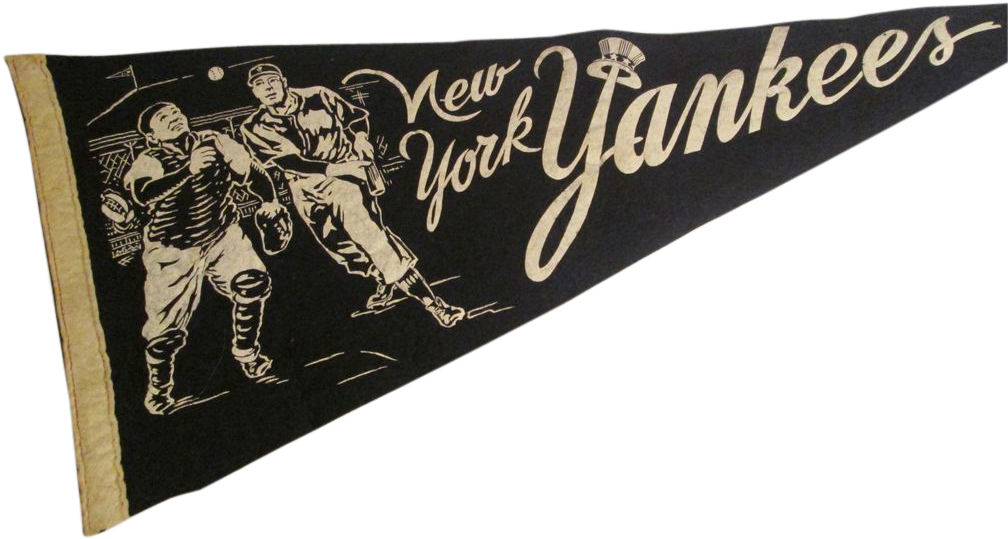 Rare New York Yankees Pennant Vintage 1950s Sports - Label (1007x1007), Png Download
