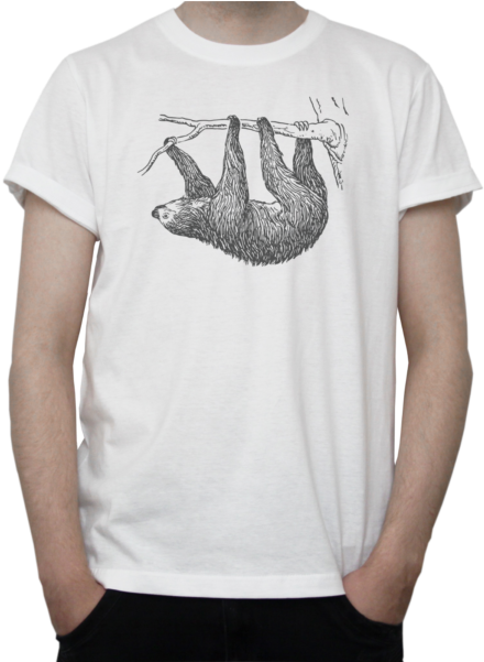 Hanging Sloth T-shirt B&w Pencil Drawing Design Cute - Drugs Funny T Shirt (527x600), Png Download