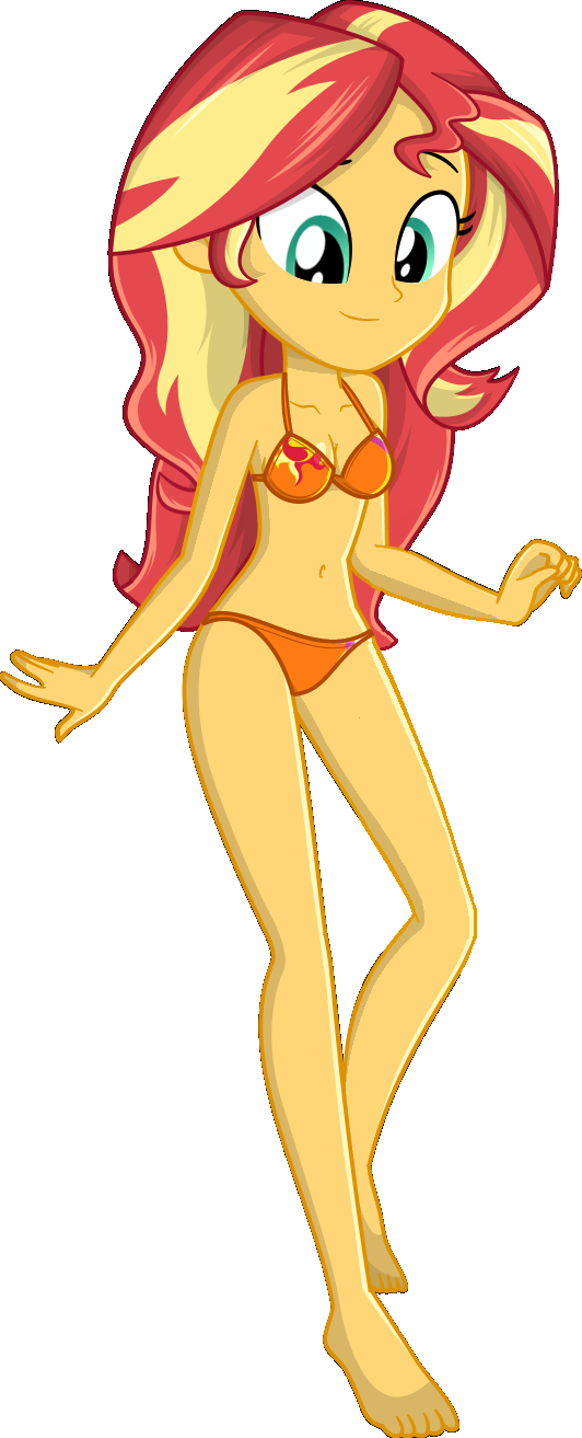 Charliexe, Bikini, Breasts, Clothes, Edit, Equestria - Sunset Shimmer Equestria Girl Swimsuit (532x1313), Png Download