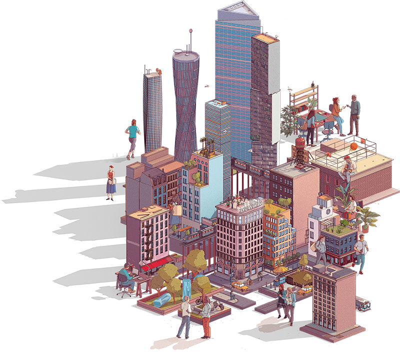 Cities - Doug Miller Illustration (800x704), Png Download