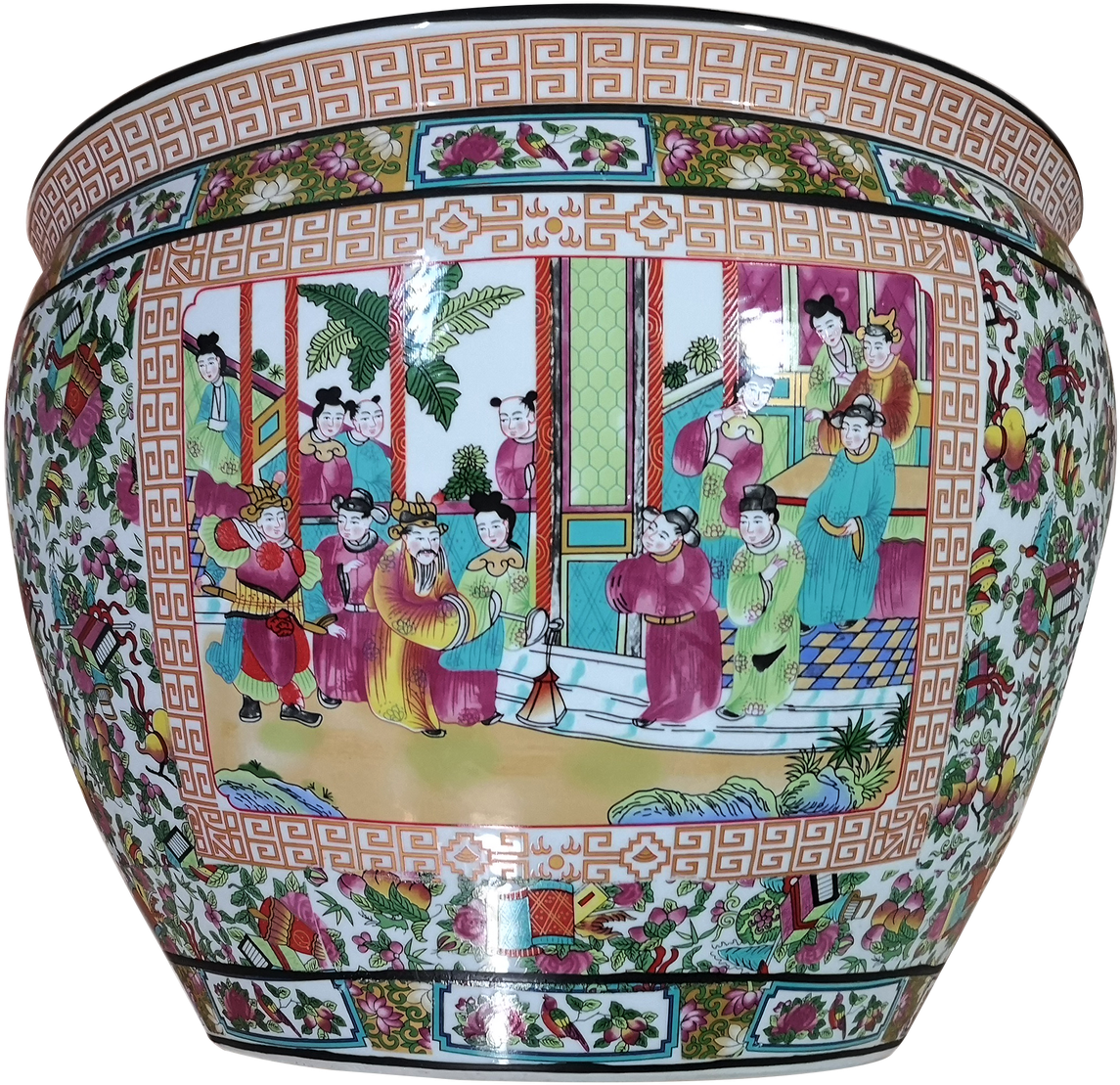 14" Oriental Planter For Interior Use And Gardens - Porcelain (1280x1205), Png Download