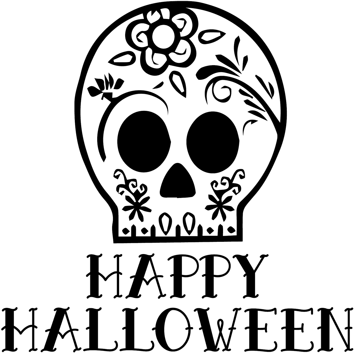 Skull Happy Halloween Stamp - Skull (1280x1280), Png Download