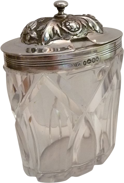 Antique Sterling And Crystal Mustard / Condiment Pot - Sugar Bowl (699x699), Png Download