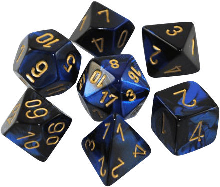 Gemini Polyhedral Black Blue Gold X7 - Chessex Gemini Black Blue Gold (709x709), Png Download