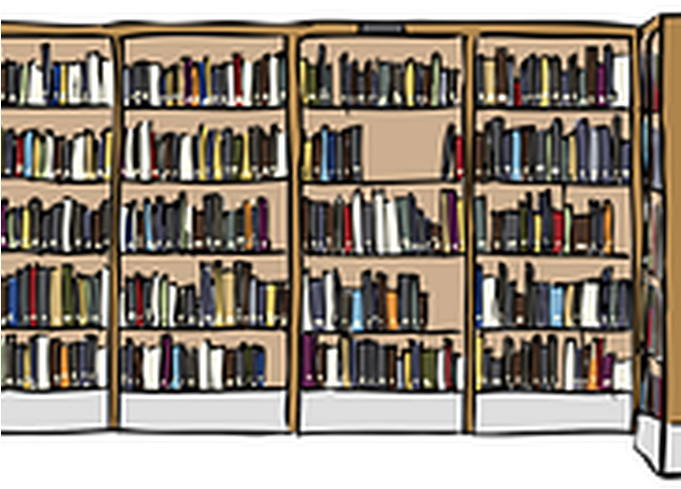 Library Shelves Clipart - Library Stacks (680x680), Png Download