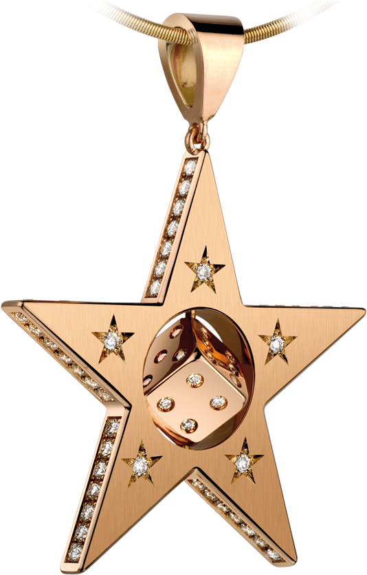 Star Pendant In Red Gold With Facets Brushed And Stars, - Pendant (840x840), Png Download