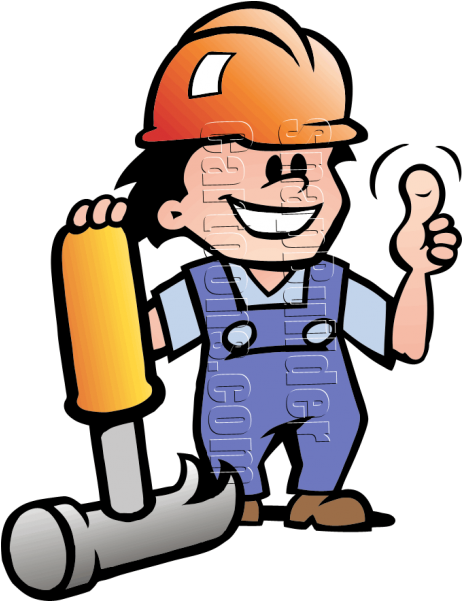 Mechanic Man Hammer Hard Hat Mascot Logo - Happy Mechanic (600x600), Png Download