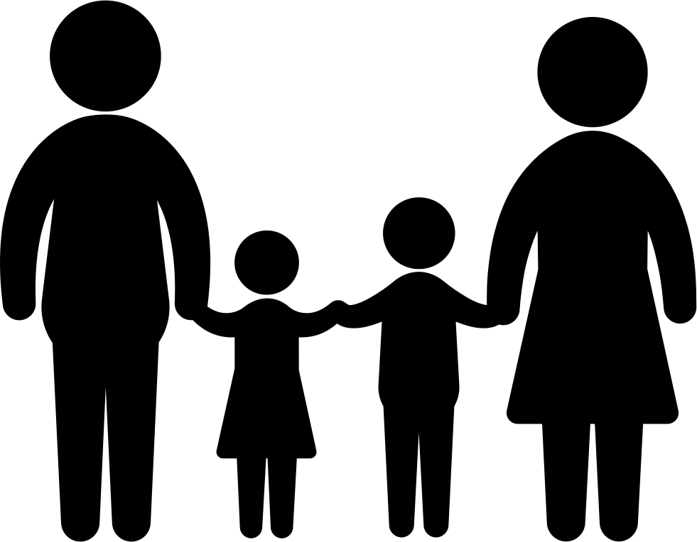 Familiar Group Of Two Children Father And Mother Comments - Parents With Children Clip Art (981x764), Png Download