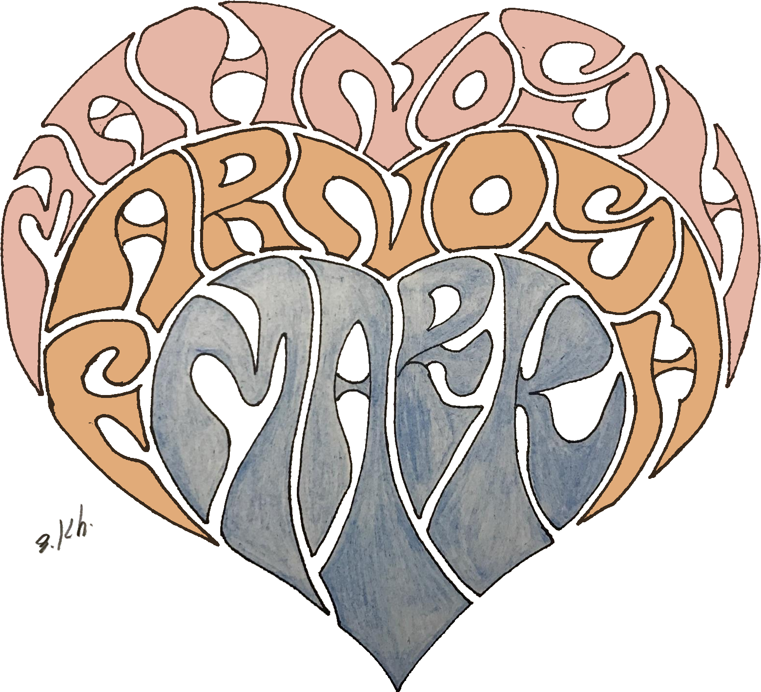 Mahnosh Farnosh Mark Heart - Illustration (1598x1458), Png Download