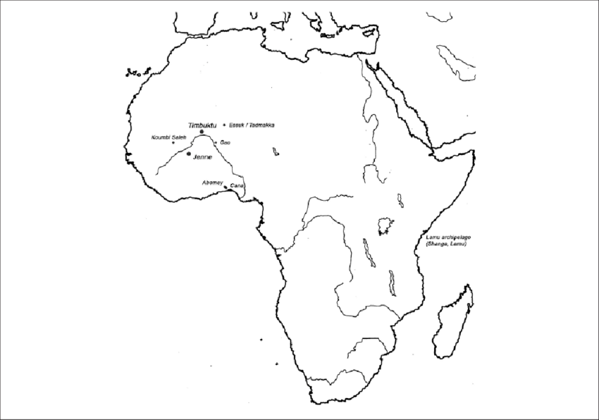 Map Of Africa Showing The Location Of All Sites Mentioned - Atlas (850x596), Png Download