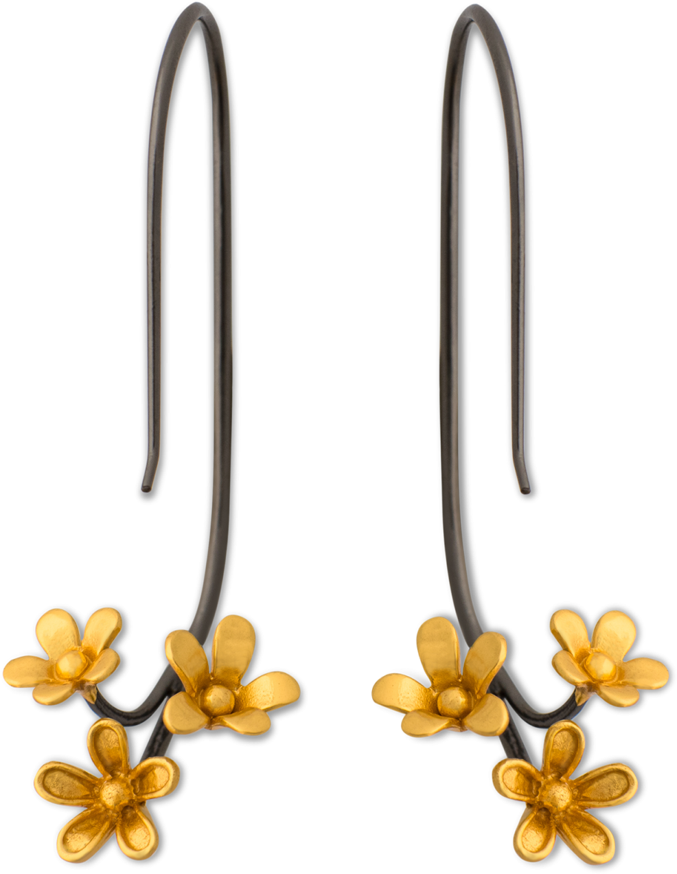 Plumeria 3-cluster Inverse Hook - Earrings (2000x2000), Png Download