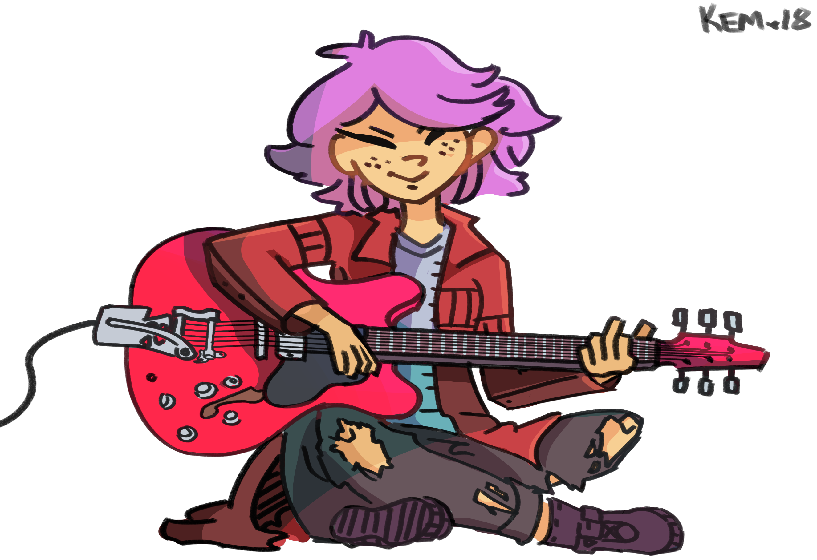 Amity Plays The Guitar - Cartoon (2700x2000), Png Download