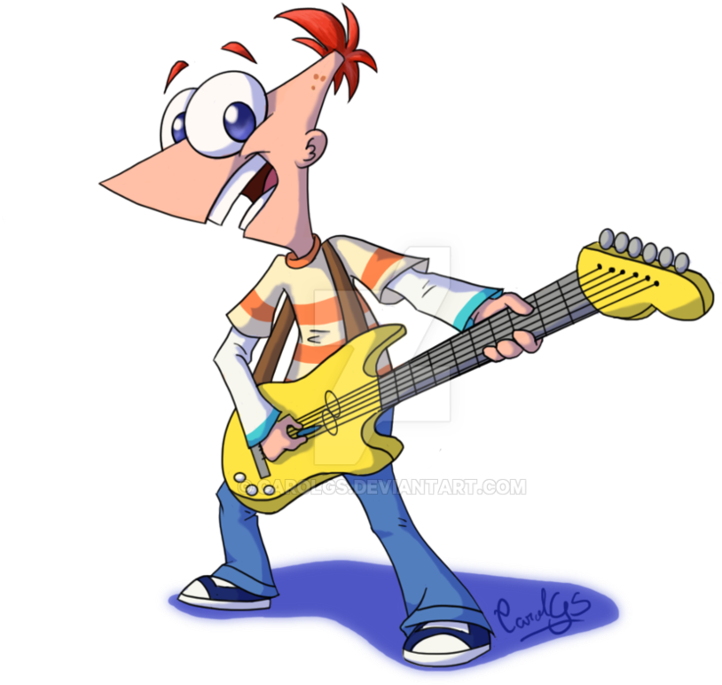 Playing A Guitar - Cartoon (886x901), Png Download