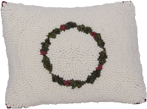 Winter Wreath Hooked Balsam Pillow Winter Wreath Hooked - Cushion (700x700), Png Download