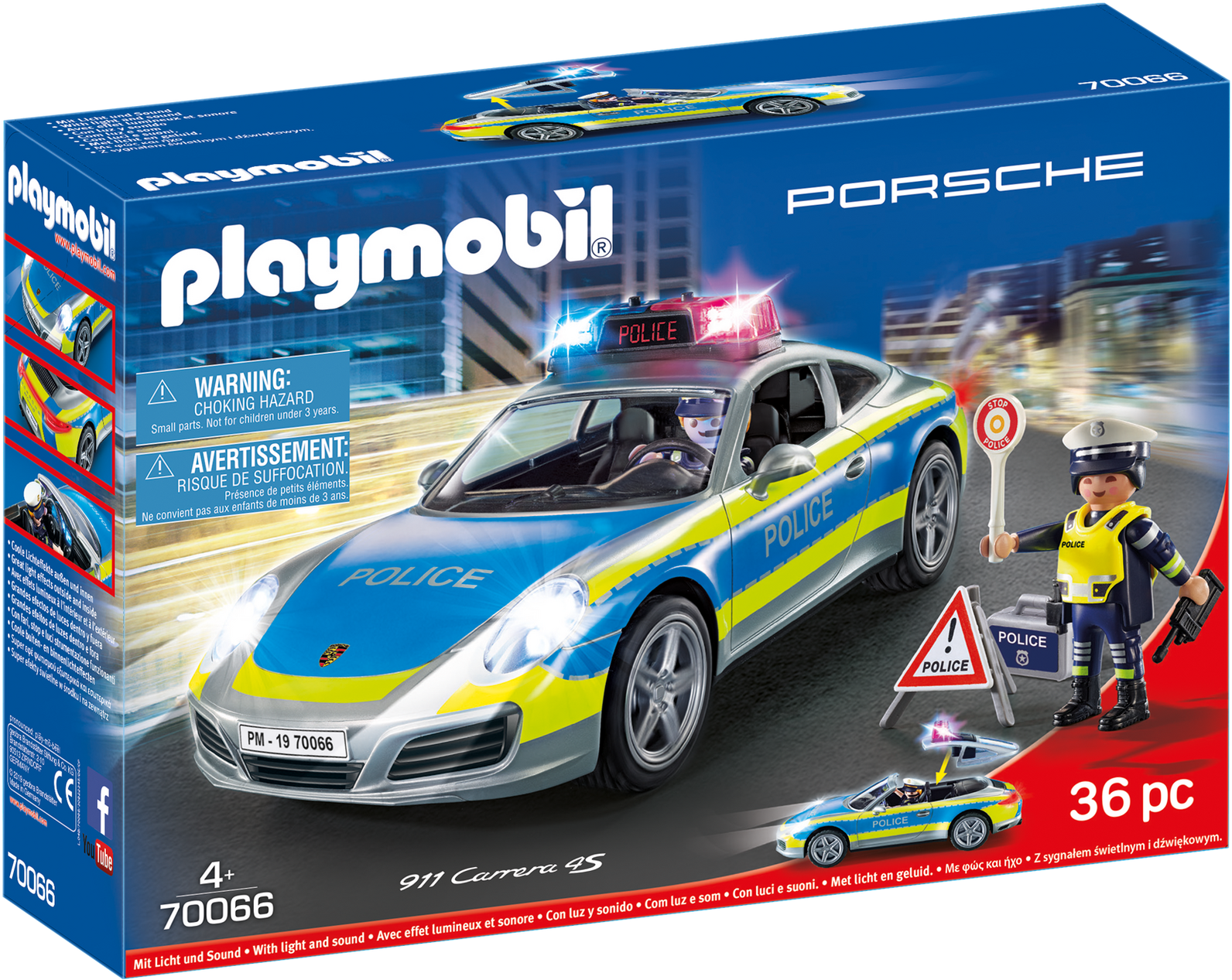 Porsche 911 Carrera 4s Police - Playmobil 70067 (1920x1344), Png Download