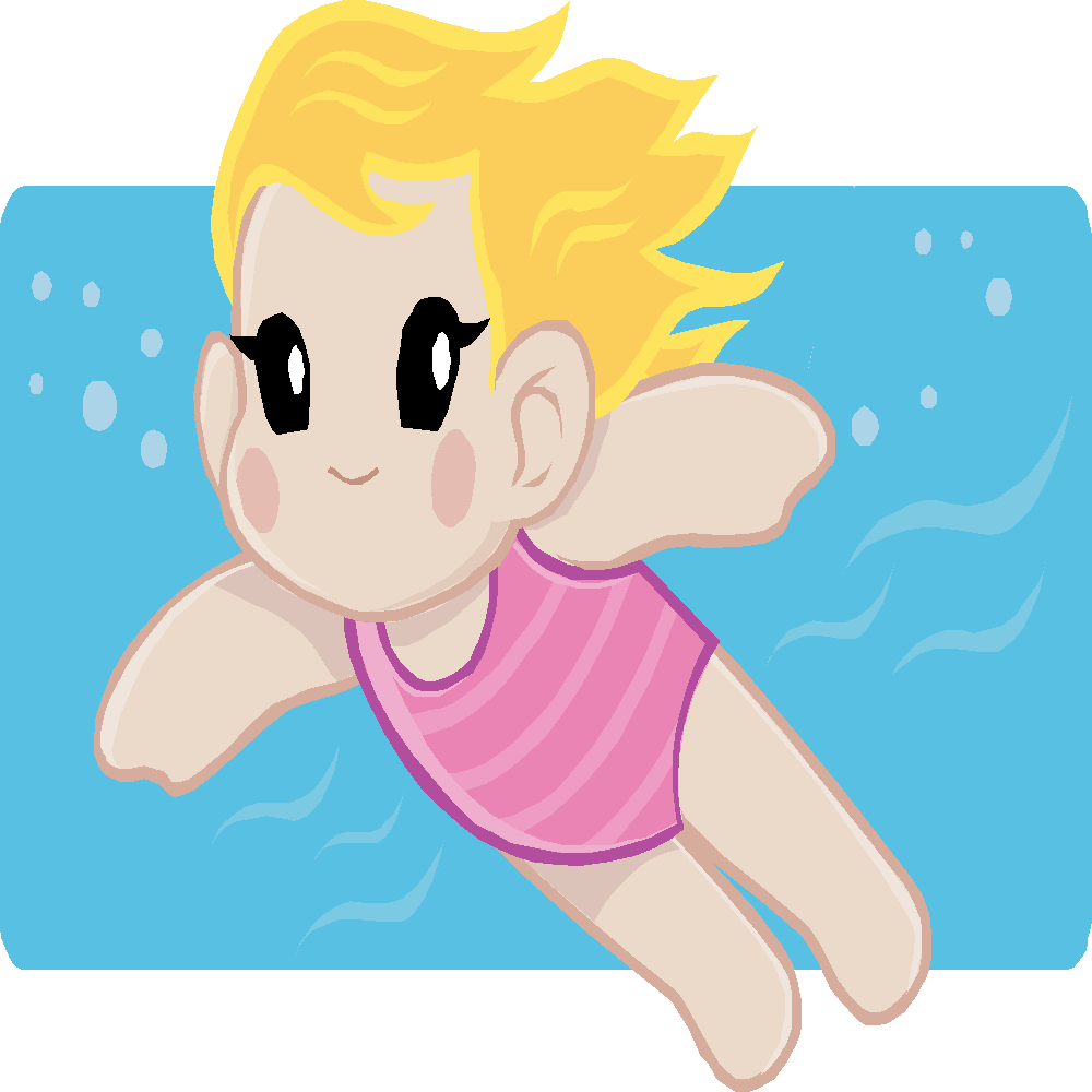 Swimming Clipart Cartoon - Girl Going Swimming Clipart (1000x1000), Png Download