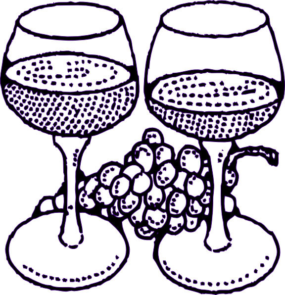Clipart Black And White Wine (576x596), Png Download