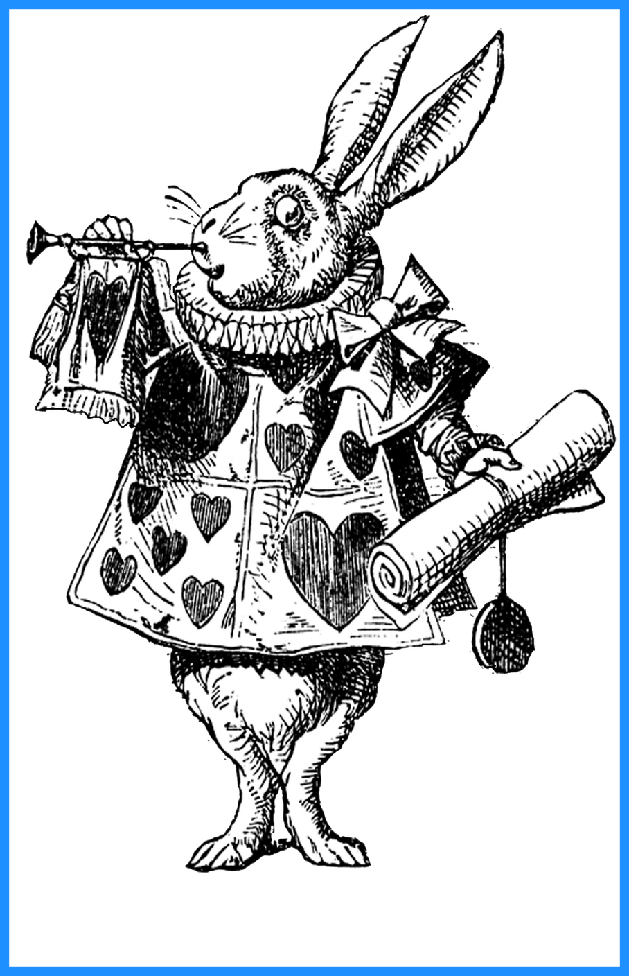 Png Stock Stamp Clipart Old Fashioned - Alice In Wonderland Rabbit Drawing (908x1408), Png Download