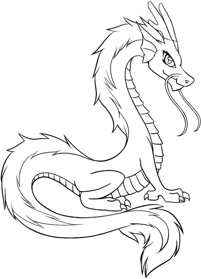 Young Dragons From Chinese Coloring Pages - Easy China Dragon Drawings (700x976), Png Download