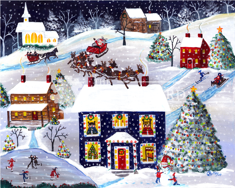 American Folk Art Winter Scenes (800x800), Png Download