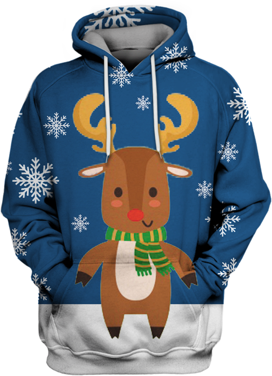 3d Christmas Santa Reindeer Full Print T Shirt - Elon Musk Smoking Sweatshirt (800x799), Png Download