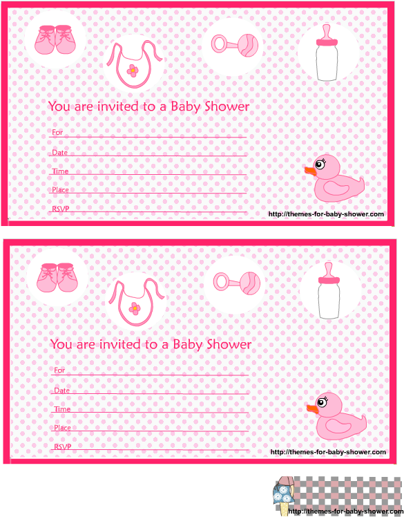 Girl Baby Shower Invitations 5 - Pattern (612x792), Png Download