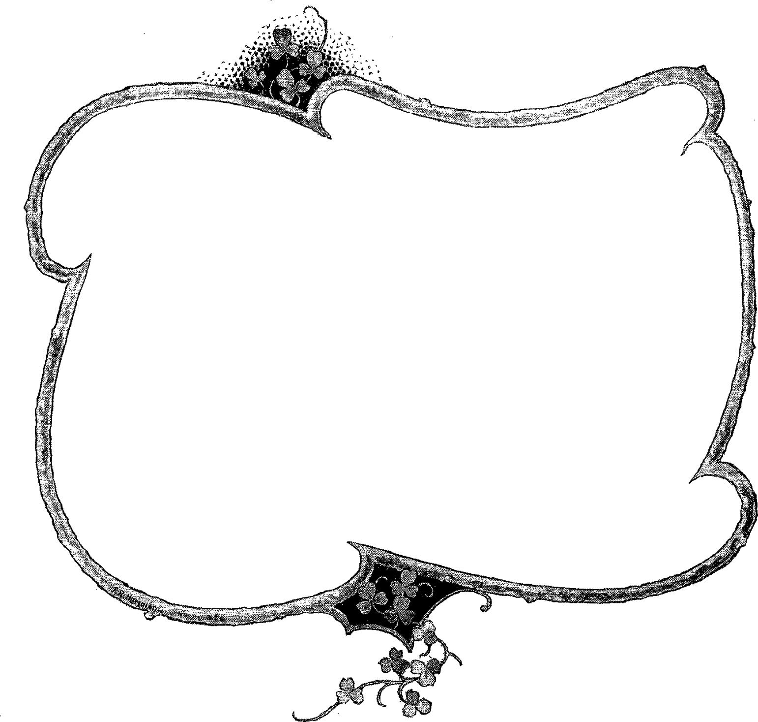 Digital Decorative Clover Frame Downloads - Drawing (1600x1550), Png Download