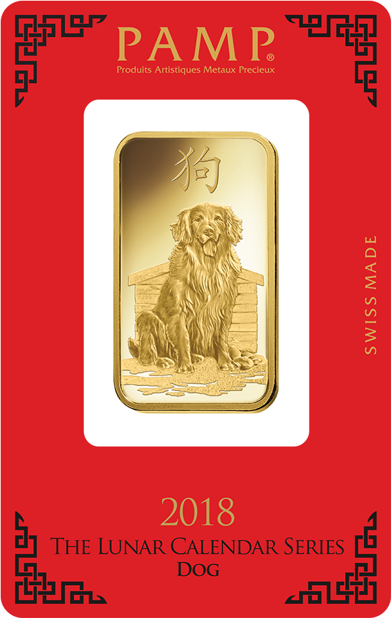 Pamp 2018 Lunar Dog 1oz Gold Bar - Pamp Year Of The Dog (900x900), Png Download