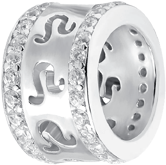 Leo Zodiac Bangle Charm In White Gold Colour With White - Circle (700x700), Png Download