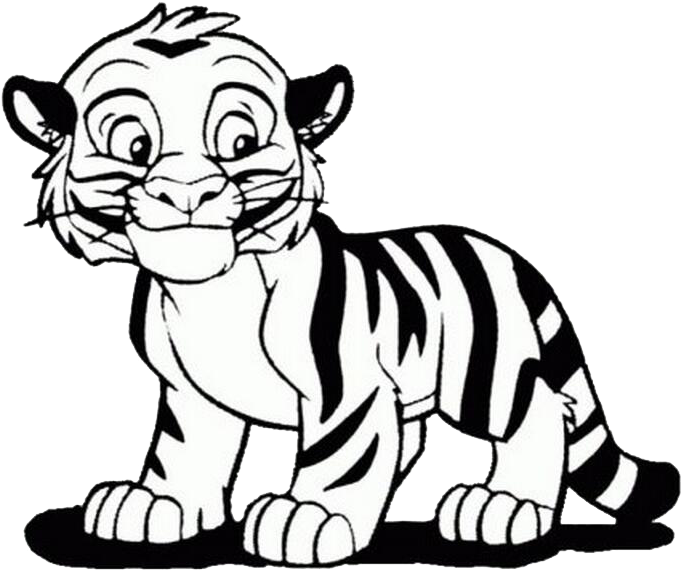 Jpg Freeuse Stock Bengal Coloring Book Lion Cuteness - Cartoon Line Drawing Tiger (809x647), Png Download