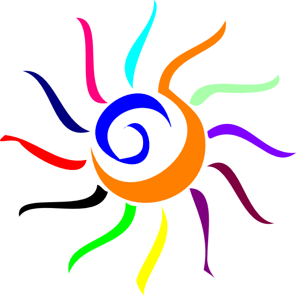 Colorful Sun Clip Art - Sun Colorful (600x597), Png Download