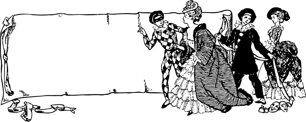 Net » Clip Art » Drama Scroll Black White Line Art - Drama Cliparts (999x401), Png Download