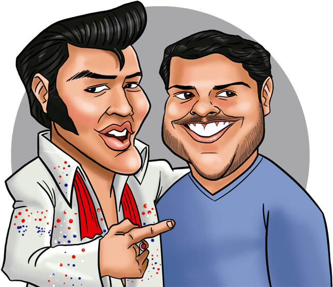 Two Caricatures Digital - Cartoon (1322x1063), Png Download